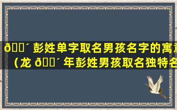 🌴 彭姓单字取名男孩名字的寓意（龙 🌴 年彭姓男孩取名独特名字）